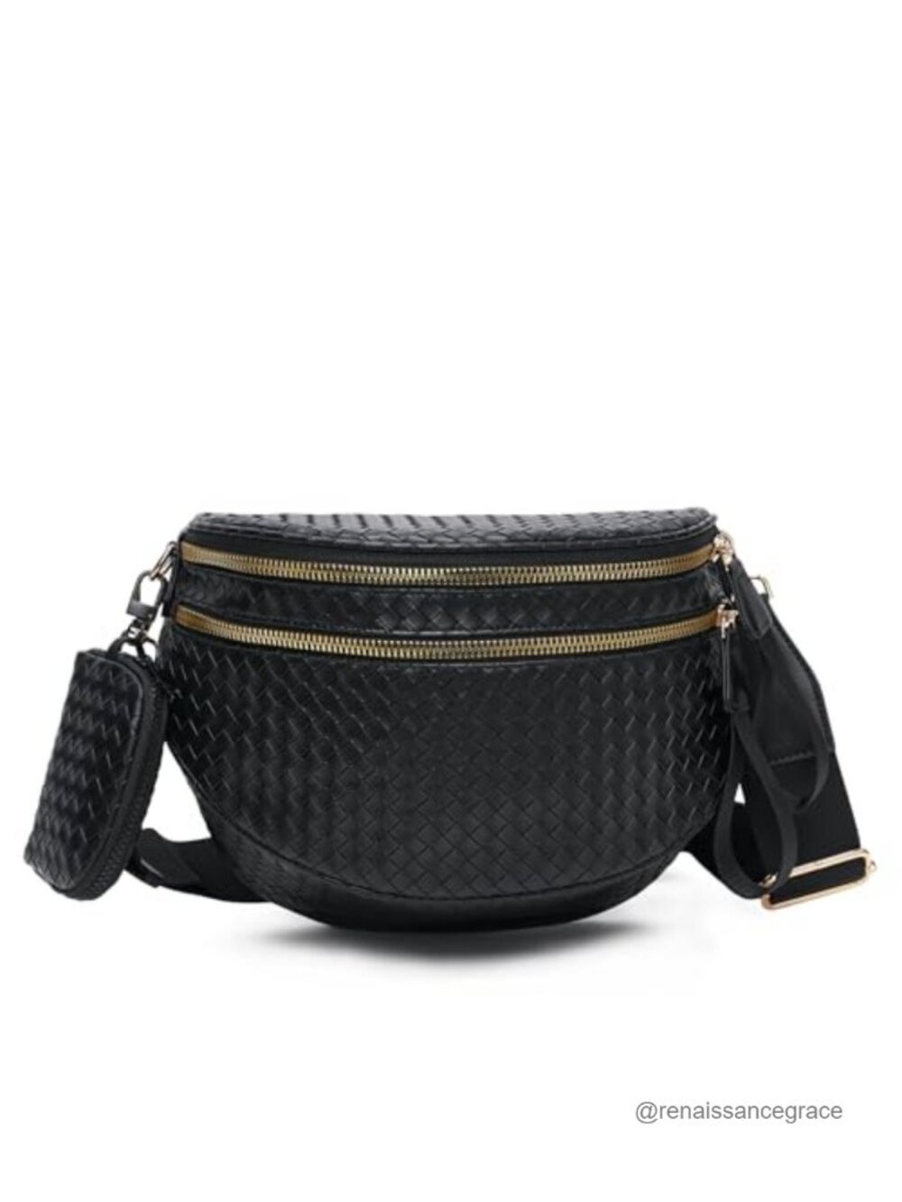Woven Vegan Leather Bum Bag Crossbody Fanny Pack with Detachable Coin Purse